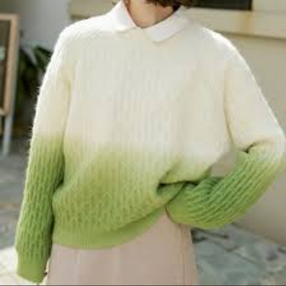 FREE AS A BIRD CABLE KNIT OMBRE CREWNECK OVERSIZED SWEATER SIZE SMALL NWT - Picture 1 of 8